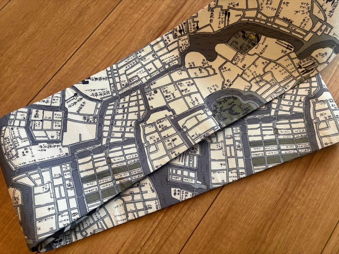 撫松庵　幾何学模様・地図柄 半幅帯