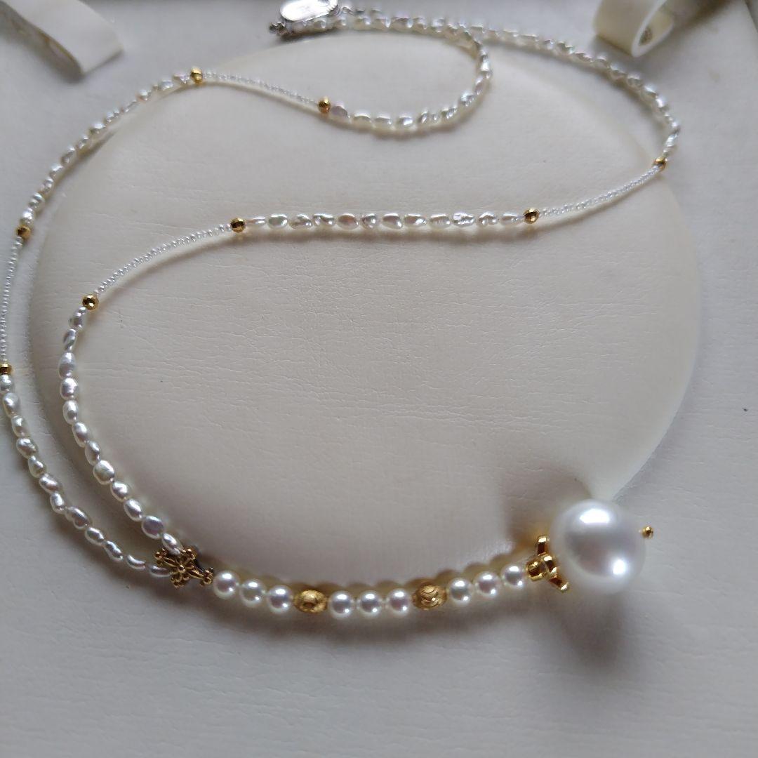 白蝶真珠、アコヤ真珠、ベビーパール、芥子パール、砂ケシパールの、Yネックレス