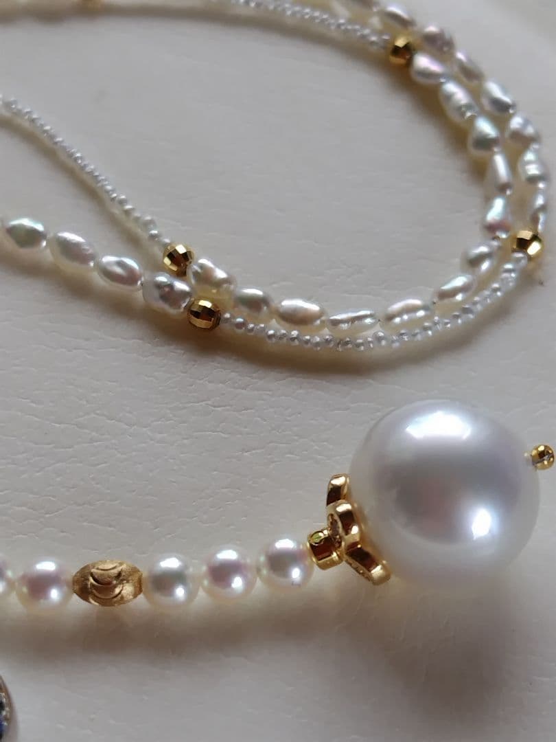 白蝶真珠、アコヤ真珠、ベビーパール、芥子パール、砂ケシパールの、Yネックレス