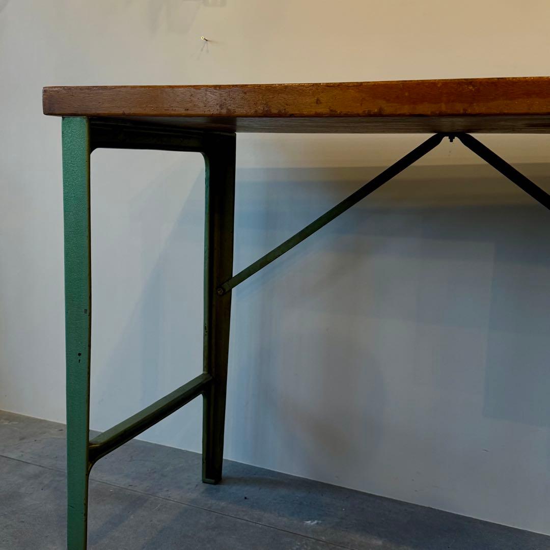 ヴィンテージ インダストリアルデスク｜木製天板×金属脚 引き出し付き