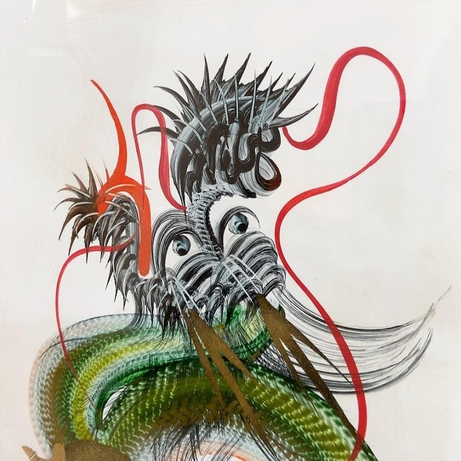 日光一筆龍 高瀬 縁起物 商売繁盛 昇龍 緑色 絵画 日本画 壁掛け 額入り