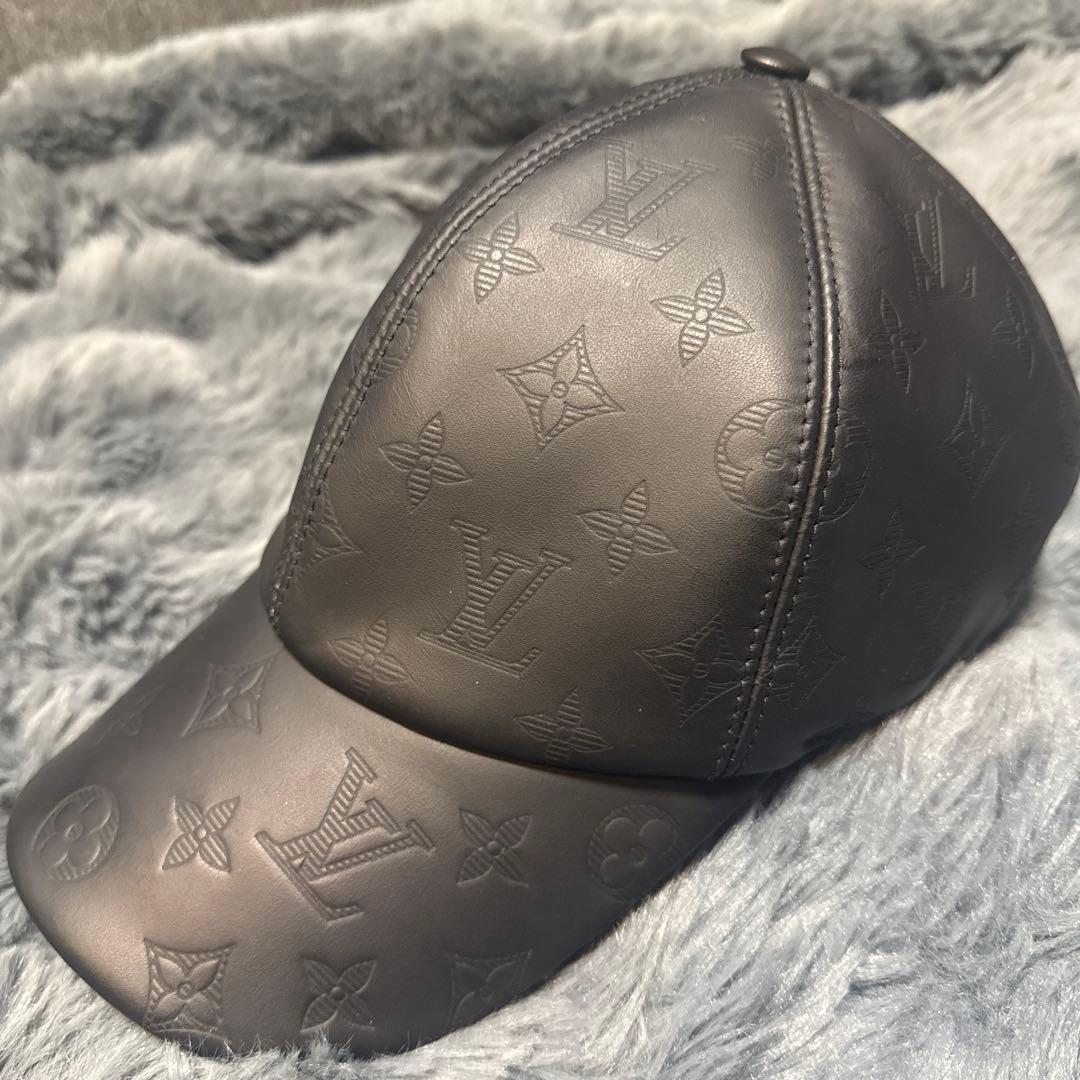 ルイヴィトン レザー ベースボールキャップ ブラック