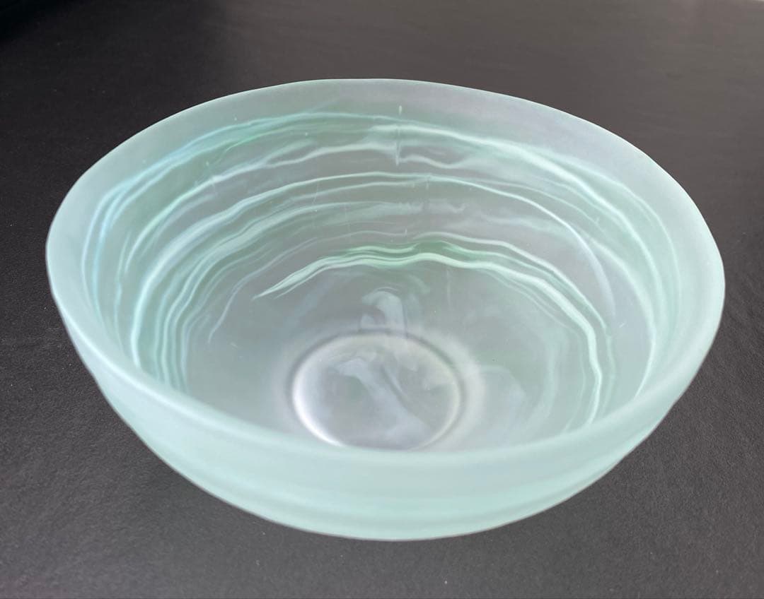 【新品】京都 宇治丸久小山園 抹茶茶碗 すりガラス 緑渦雲 青渦雲 2個セット