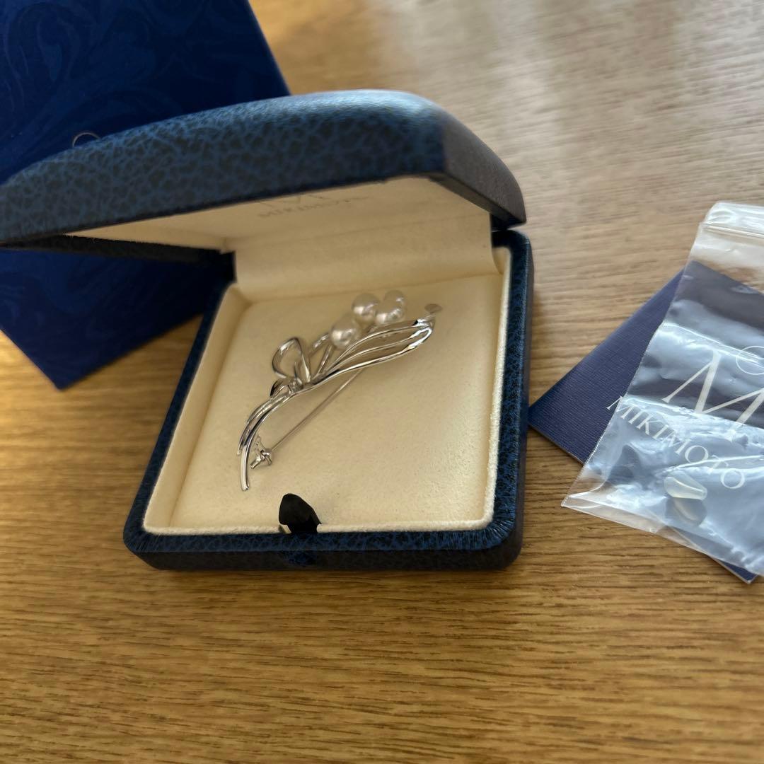 MIKIMOTO ミキモト　真珠　パール　ブローチ シルバー 5珠　花束