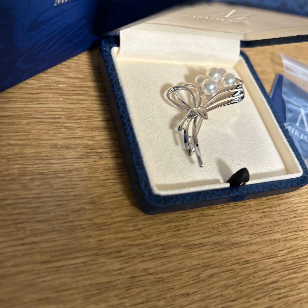 MIKIMOTO ミキモト　真珠　パール　ブローチ シルバー 5珠　花束