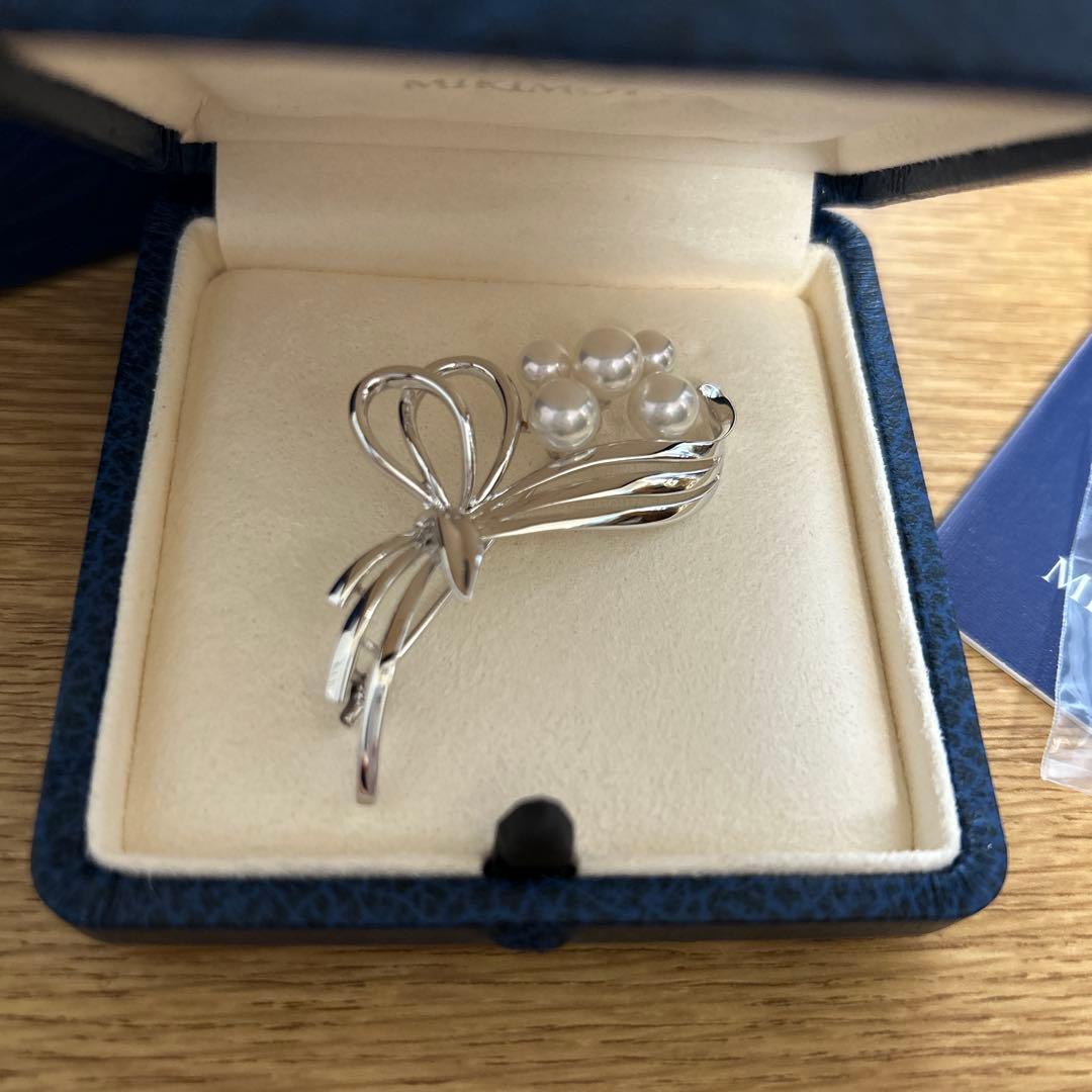 MIKIMOTO ミキモト　真珠　パール　ブローチ シルバー 5珠　花束