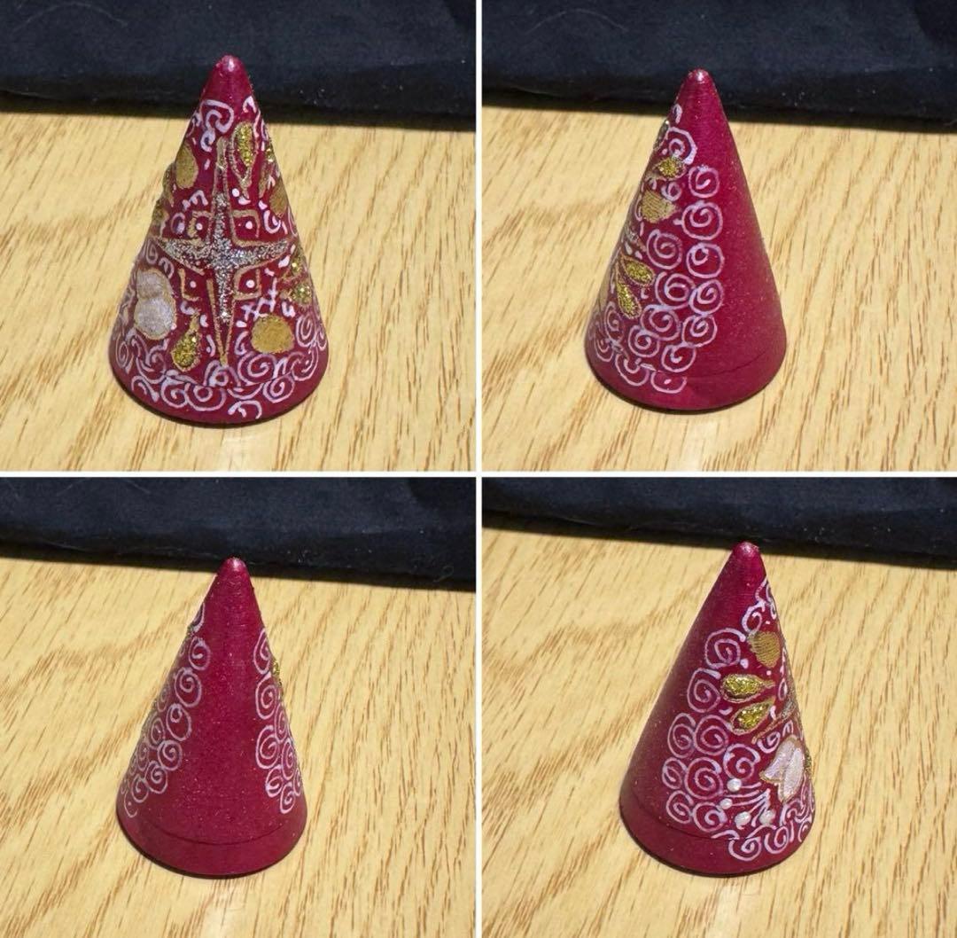 ロシア　アーティスト　えんじ色三角マトリョーシカ　5体、長期保存、現状