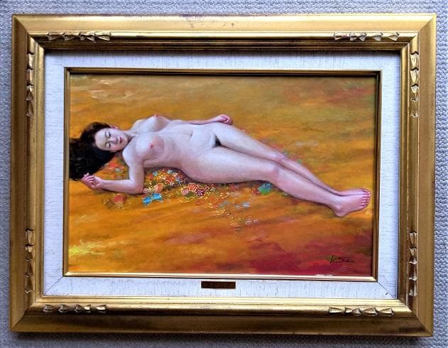 二元会常任委員審 奥野北雄 二元会総理大臣賞 油彩 1998年制作 Ｐ6号　額装