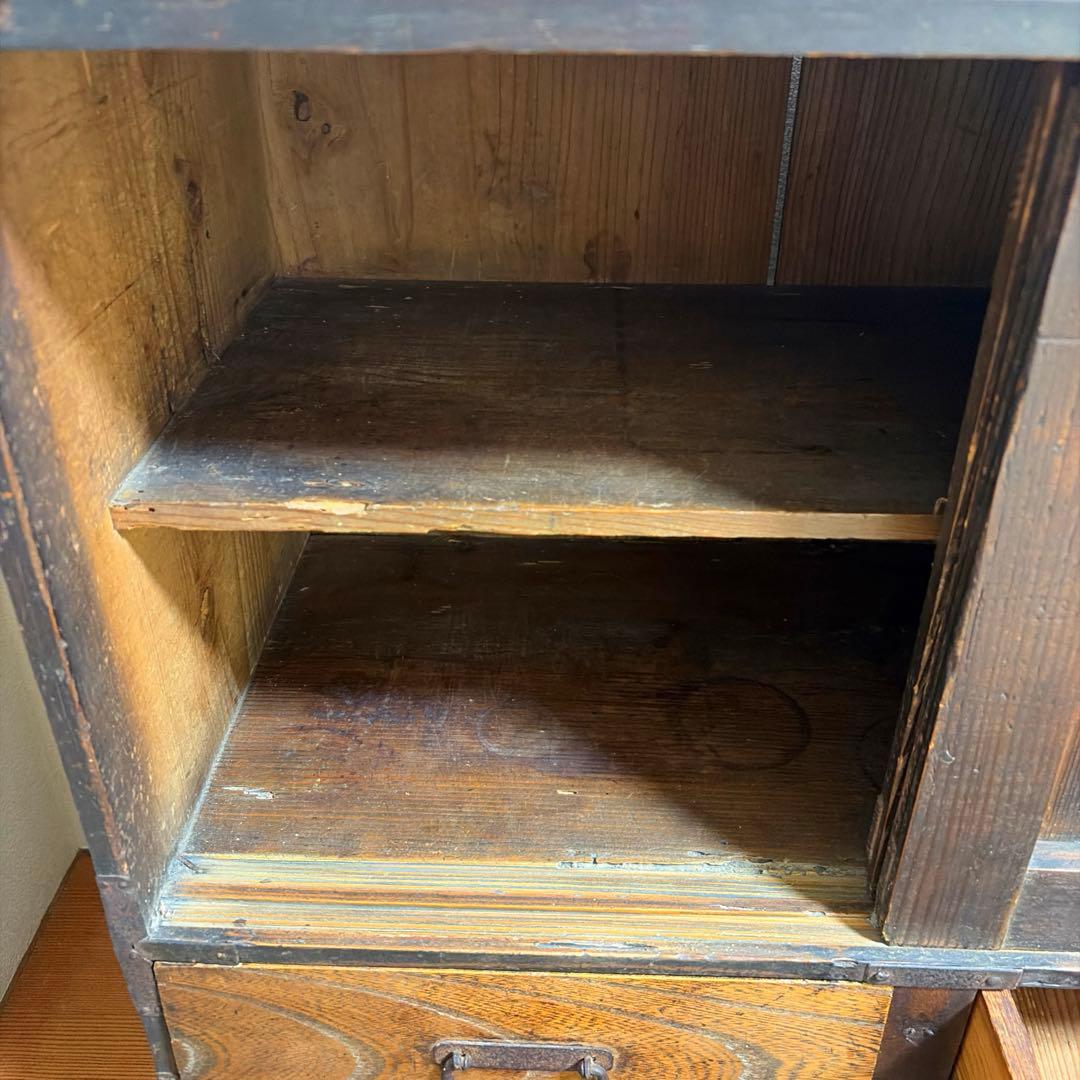 木製収納茶箪笥3引き出し 2扉