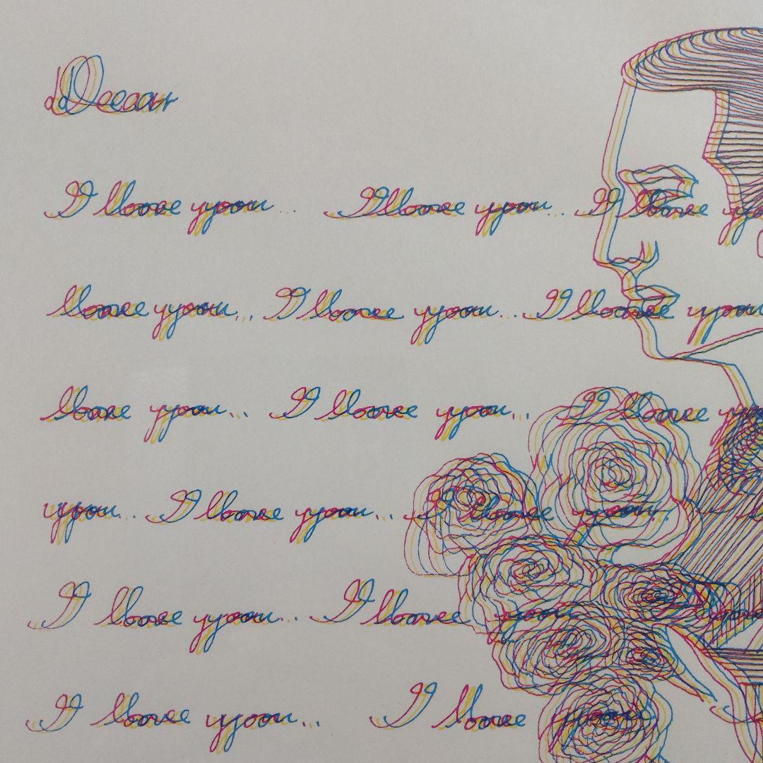 \"新品\"シルクスクリーン 靉嘔あいおう『I Love You』草土社額装、共箱付