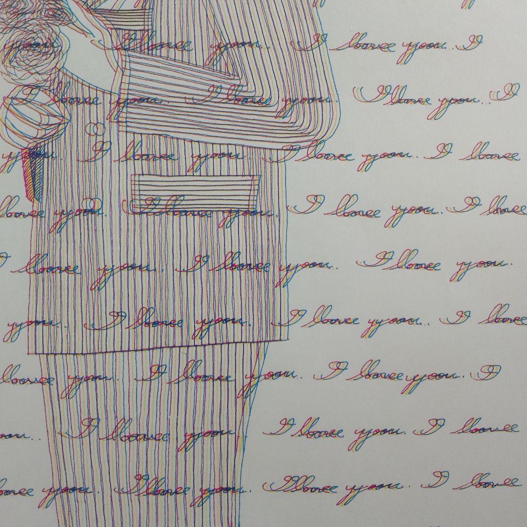 \"新品\"シルクスクリーン 靉嘔あいおう『I Love You』草土社額装、共箱付