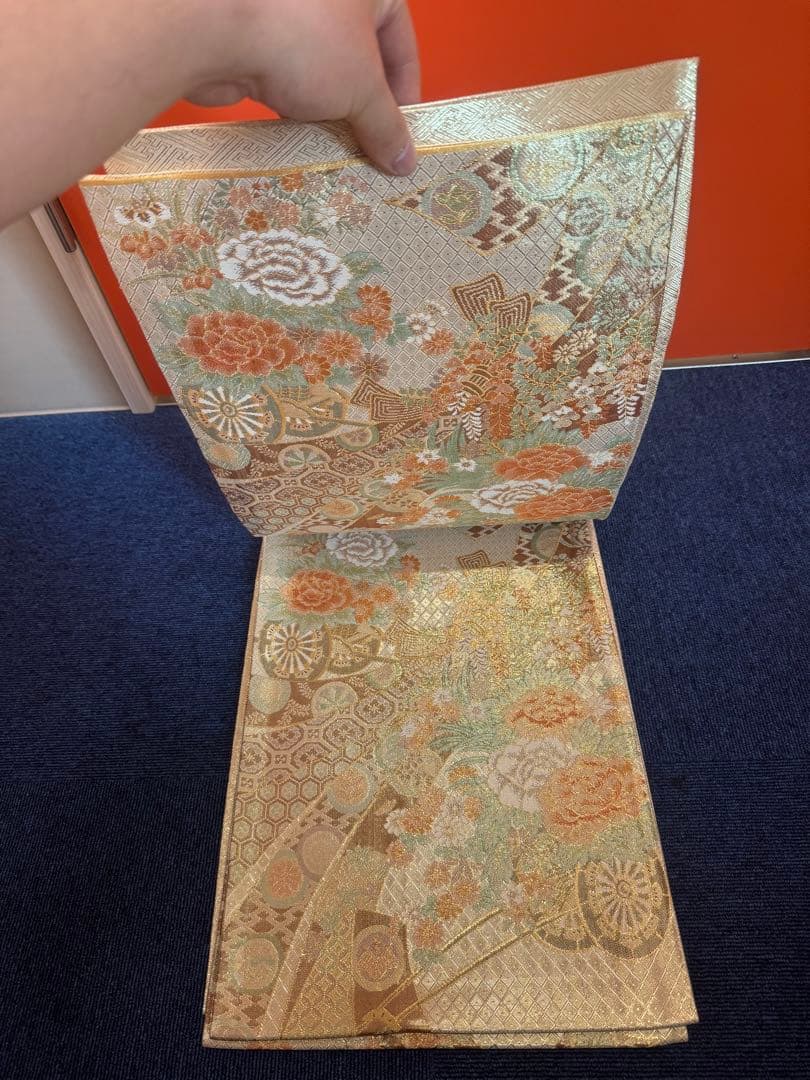 1927 袋帯 古代彫金紋  西陣織   金糸　高級上質上品　約440cm未使用