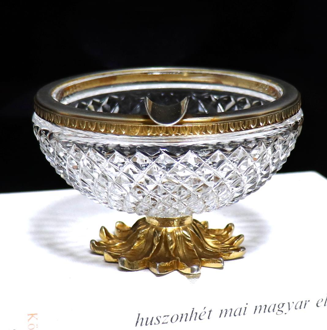 オールド・バカラ 極稀少 金装飾台座付き大型灰皿 ディアマン・ビゾー 小物入れ