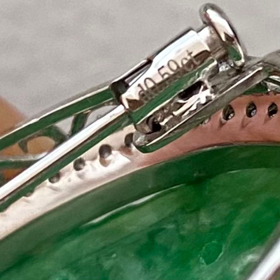 特注品　pt950翡翠ダイヤブローチ　アンティーク帯留からのリメイク　美しい
