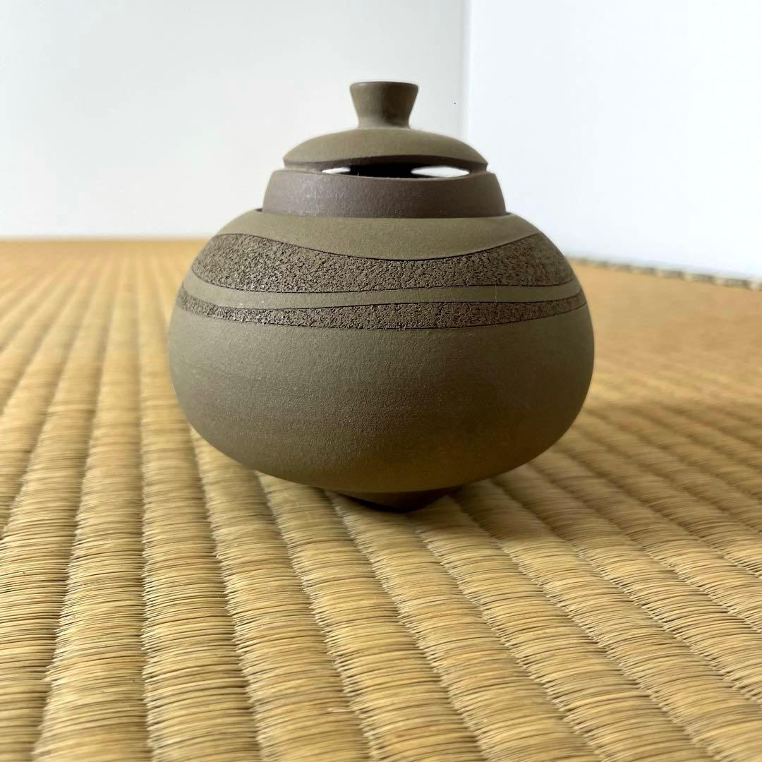 #XG451 陶芸家・市野雅彦・彩泥・香炉・共箱栞付・骨董・アンティーク・香道