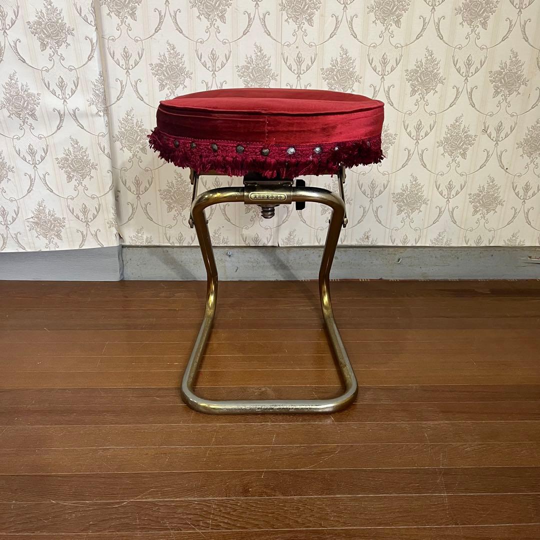 【アンティーク】アイアン脚 ベルベッドスツール ロココ調 ベロア 古道具 丸椅子