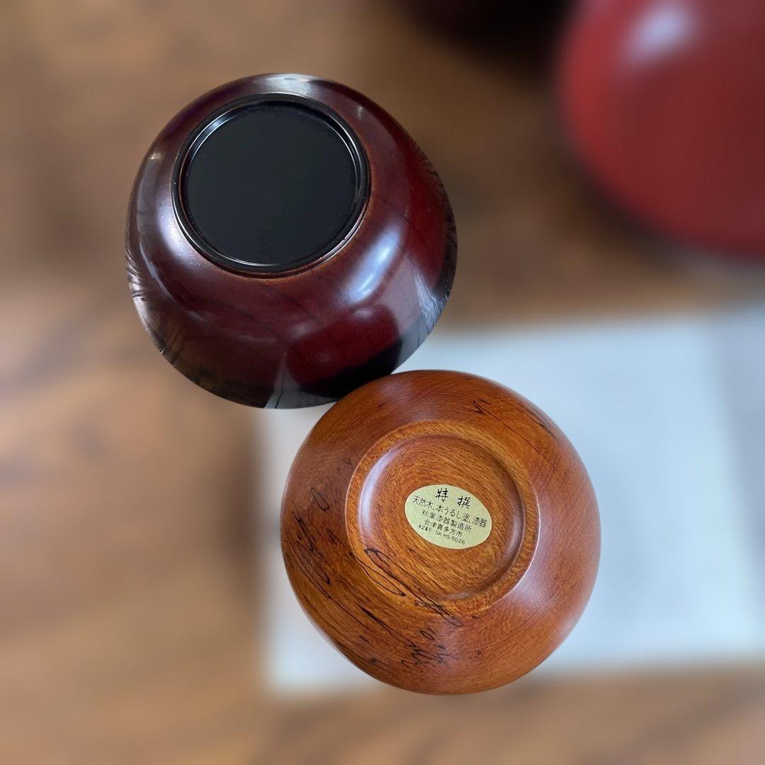 美品　高級　漆器　会津　木製 赤い 汁椀 5個セット