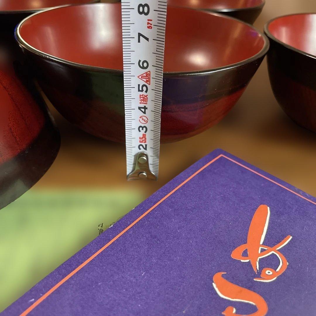 美品　高級　漆器　会津　木製 赤い 汁椀 5個セット