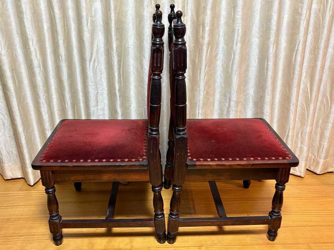 ヴィンテージ 鋲打ち　椅子　ベルベット張り　レトロ　チェア 2脚