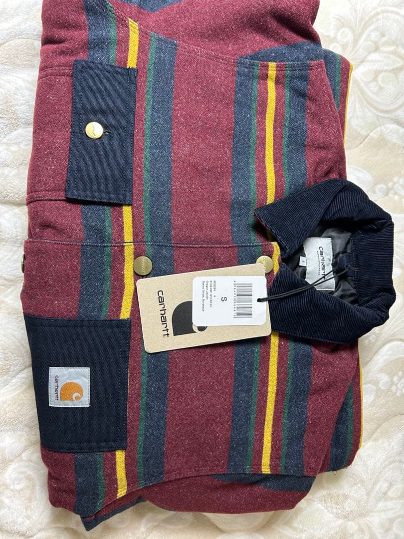 Carhartt ボルドー/ネイビー ストライプジャケット