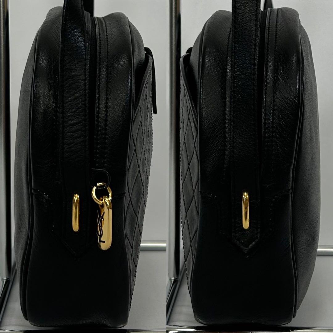 【極美品】イブサンローラン キルティングショルダーバッグ レザー 斜め掛け 黒