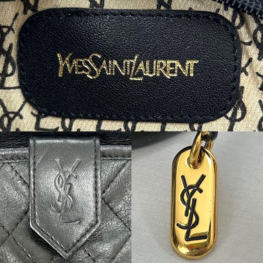 【極美品】イブサンローラン キルティングショルダーバッグ レザー 斜め掛け 黒