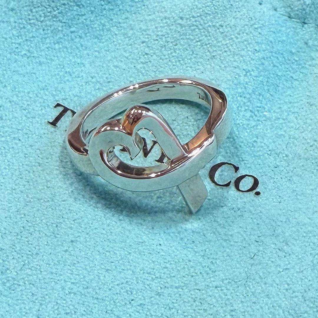 え*か様 【美品！】Tiffany ラビングハートリング　約9号 袋、カード付