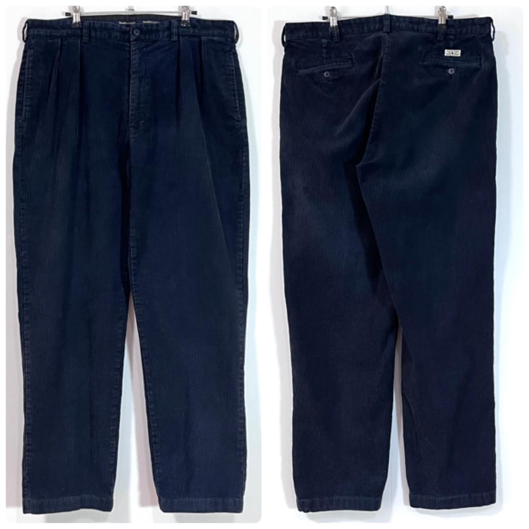 90s ポロラルフローレン 38x32 ANDREW 太畝コーデュロイパンツ 紺
