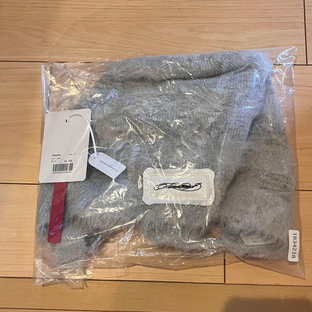 帽子 theredthread S fuzzy knit beanie gray