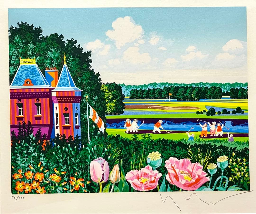 ヒロヤマガタ　ゴルファーズ　シルクスクリーン 48/300 山形博導画集　額付