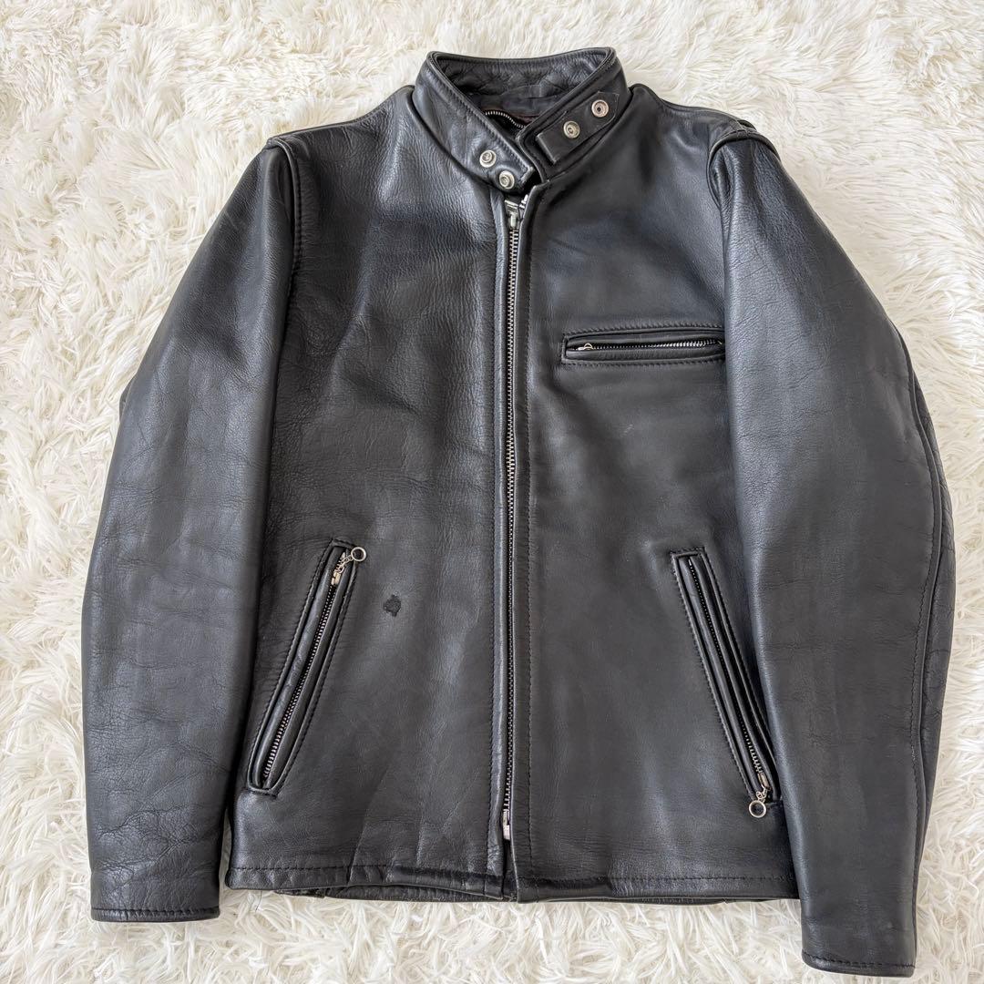 SCHOTT 641 シングルライダースジャケット 牛革 ステアハイド 黒 34