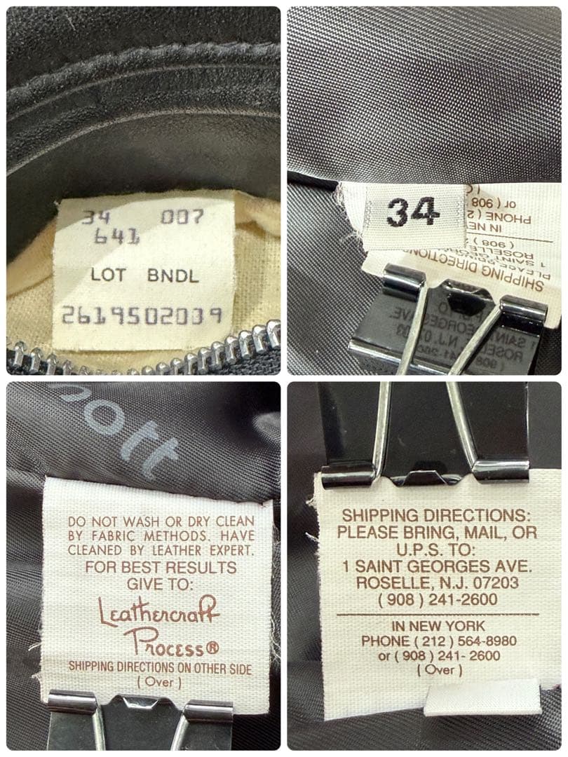 SCHOTT 641 シングルライダースジャケット 牛革 ステアハイド 黒 34