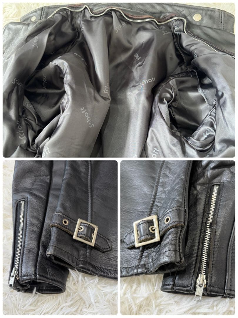 SCHOTT 641 シングルライダースジャケット 牛革 ステアハイド 黒 34