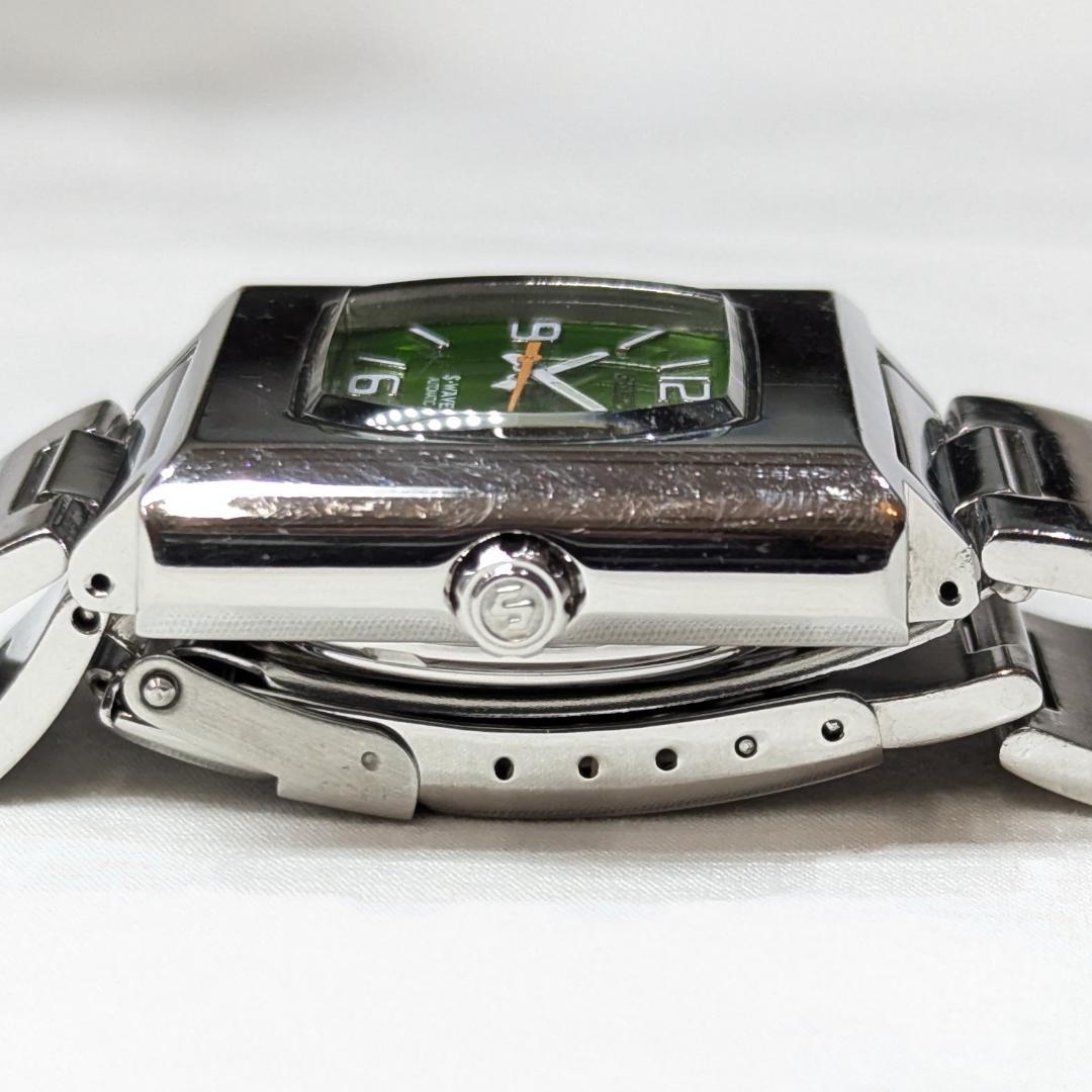 セイコー S-WAVE 自動巻き スクエアケース・稼働品・緑文字盤・デイデイト