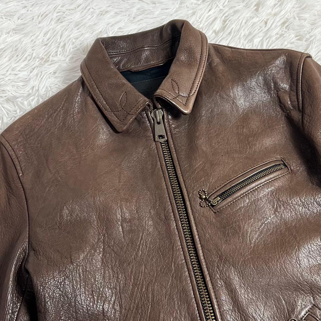 美品 ジャックローズ ゴートレザー シングルライダースジャケット ブラウン 3