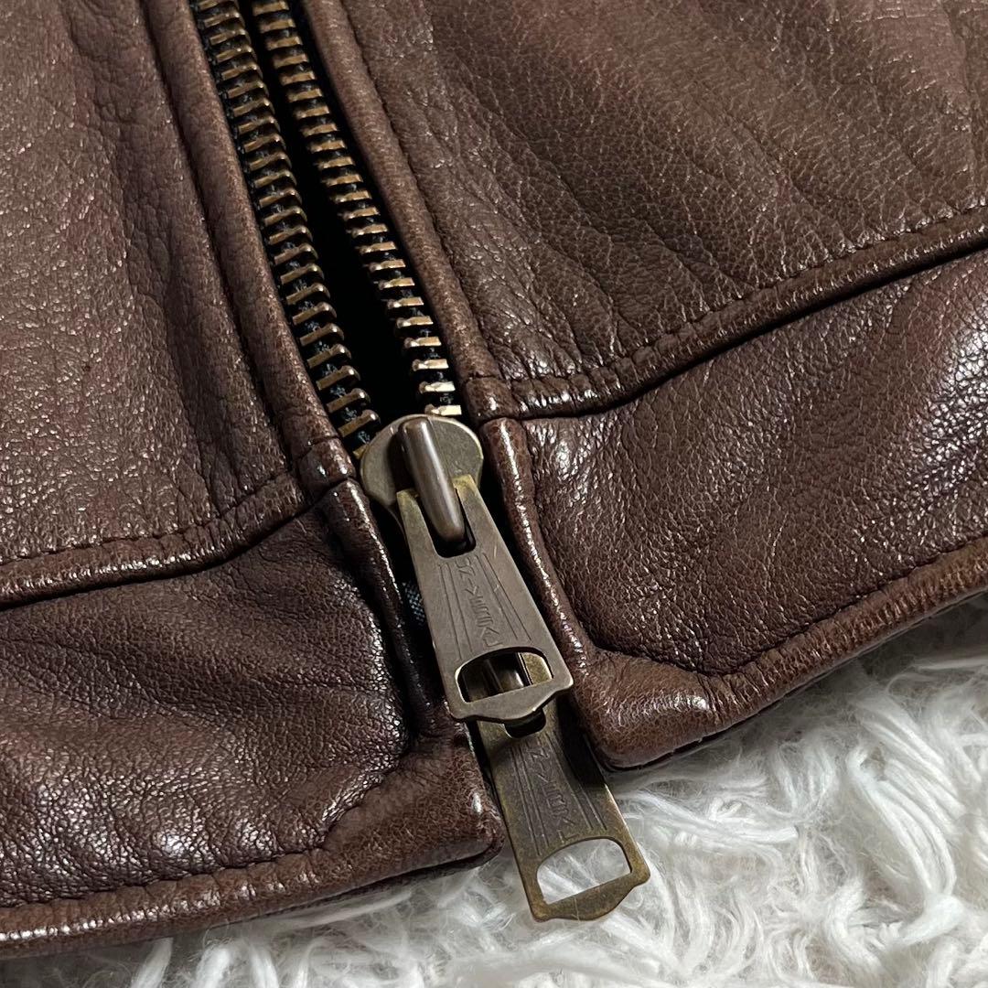 美品 ジャックローズ ゴートレザー シングルライダースジャケット ブラウン 3