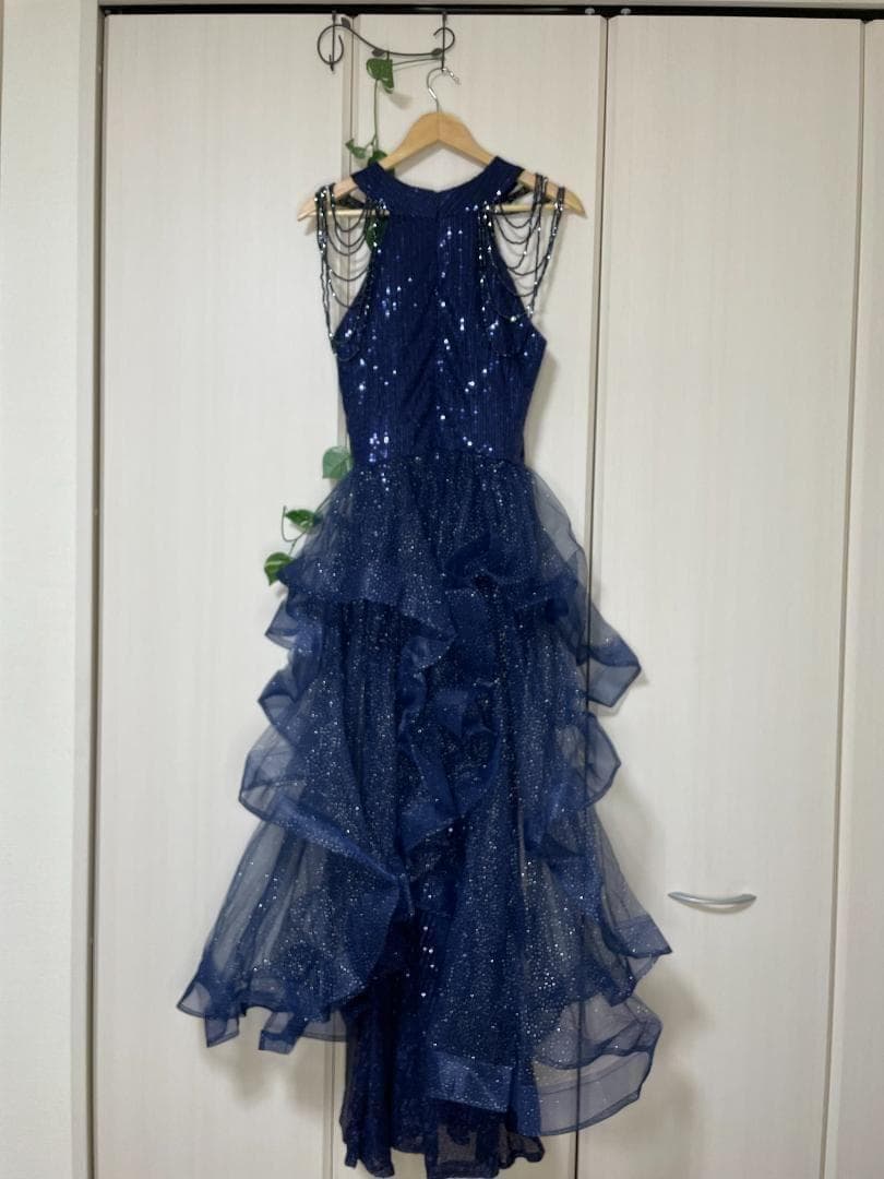 イヴニングドレス　パーティードレス　スパンコール　カラーネイビー　サイズXL