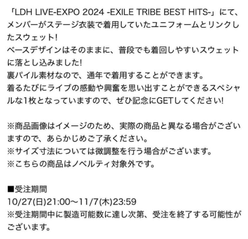 【新品】LDH LIVE EXPO Sweat FANTASTICS【Ｌ】