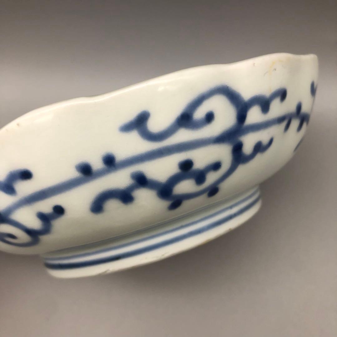 年代物希少古伊万里染付みじん唐草文なます皿 3枚15cm骨董品ビンテージ食器