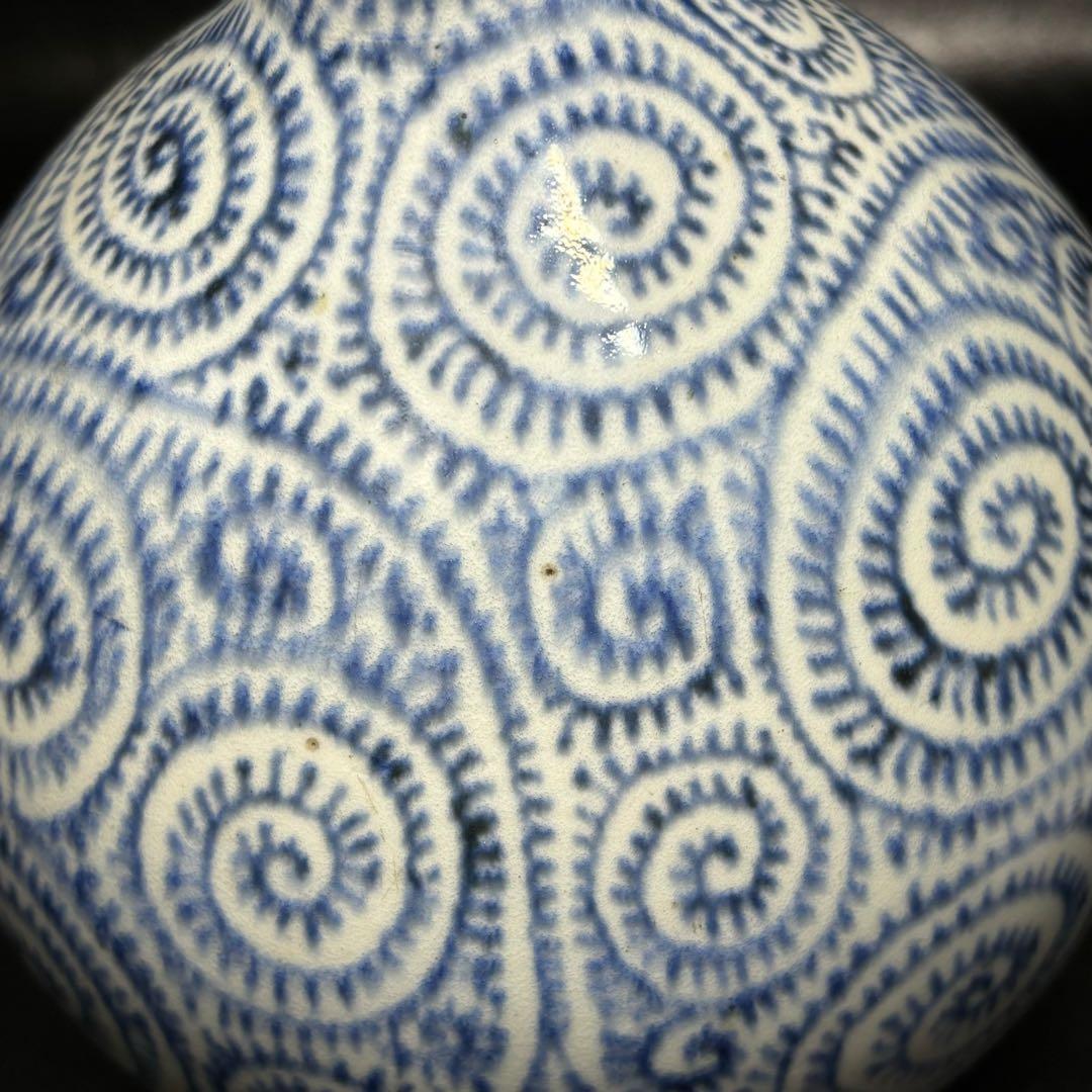 ★江戸期 古伊万里 染付！蛸唐草文 鶴首 瓶/徳利/花入！★