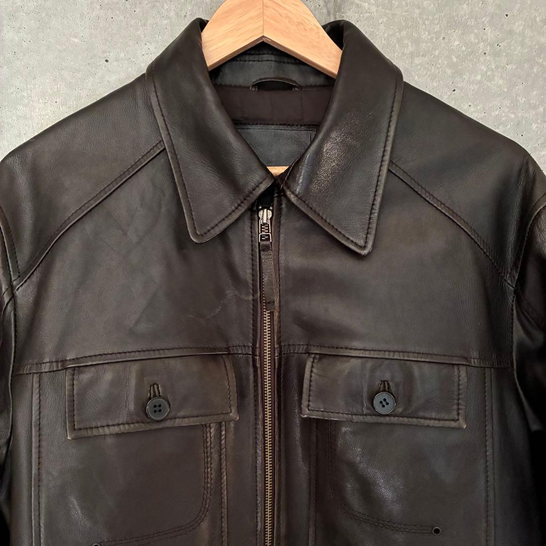 ヴィンテージ レザージャケット ブラウン ラムレザー シングル エディスリマン