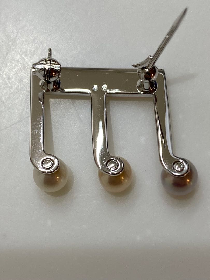 ミキモト　音符デザイン ブローチ パール付き