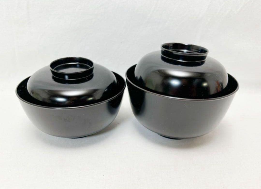 未使用 懐石道具 木製 黒真塗 四つ椀 小丸椀 6客揃 元箱