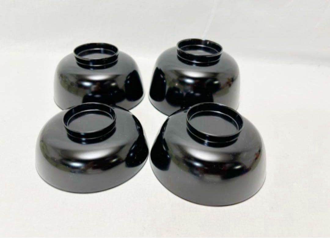 未使用 懐石道具 木製 黒真塗 四つ椀 小丸椀 6客揃 元箱