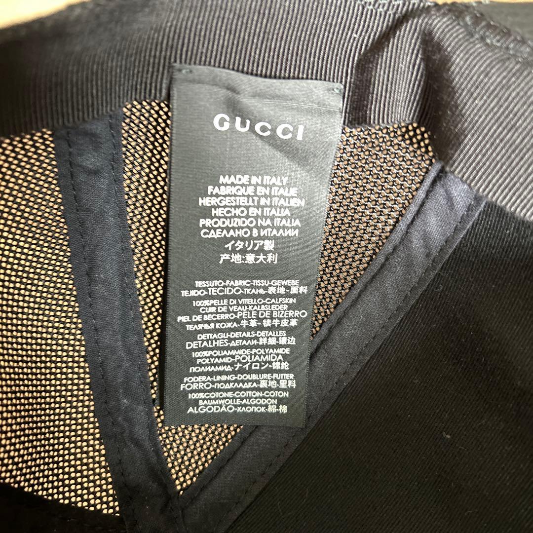 【新品未使用】Gucci 本革&ナイロン　キャップ　黒