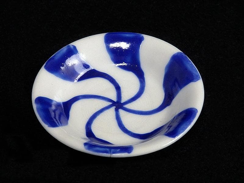 伊万里　瀬戸　染付　陰刻 捻り紋の図　豆皿　５枚　E024AS-fbck