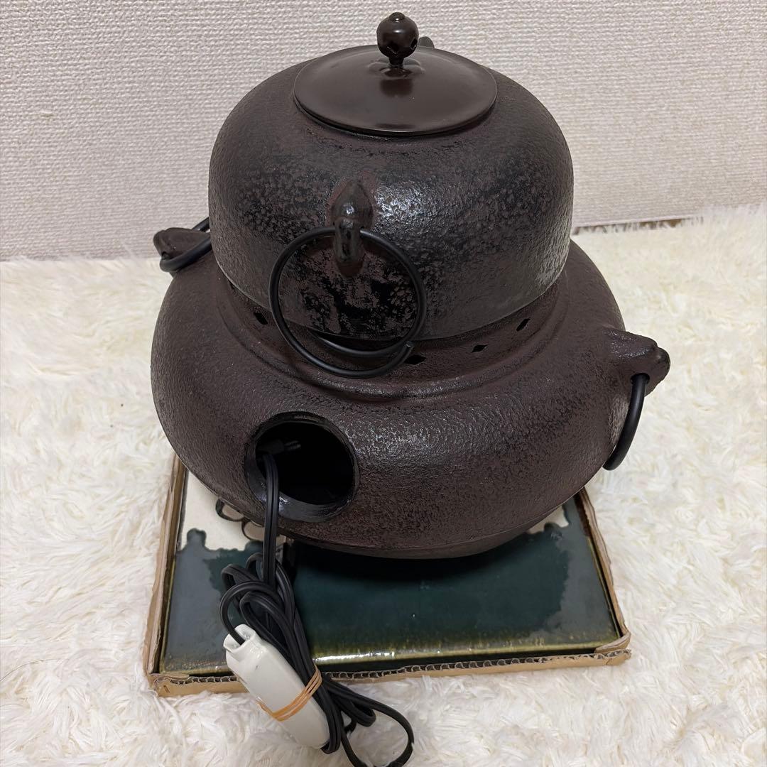 動作品 ヤマキ電器 茶道具 セット 炭型電熱器 黒紅鉢風炉 茶道 茶器