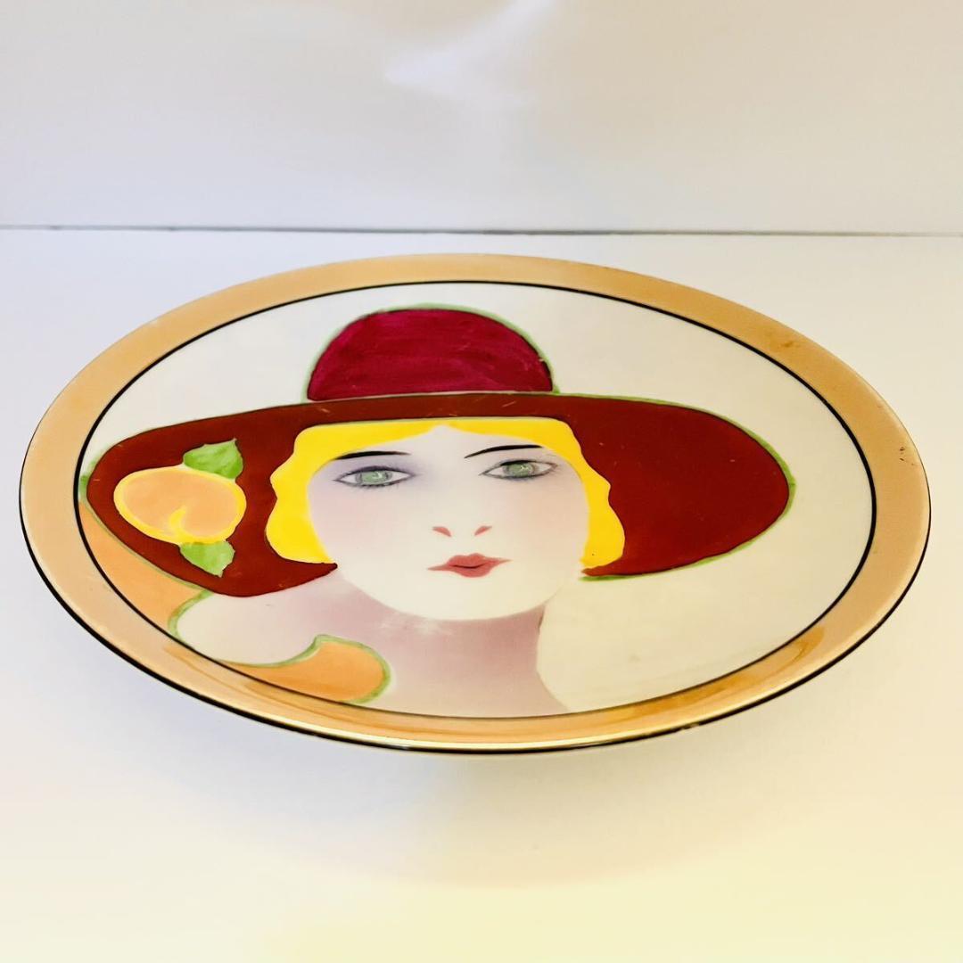 【オールドノリタケ/デコレディ/グリーンアイ/ビーチハット】アールデコ/ラスター