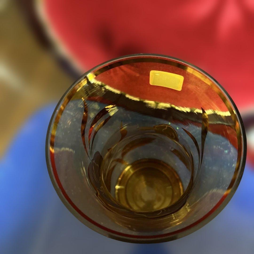 Bohemia ボヘミア花瓶　金色装飾のガラス花瓶2点　高さ26cm、23cm