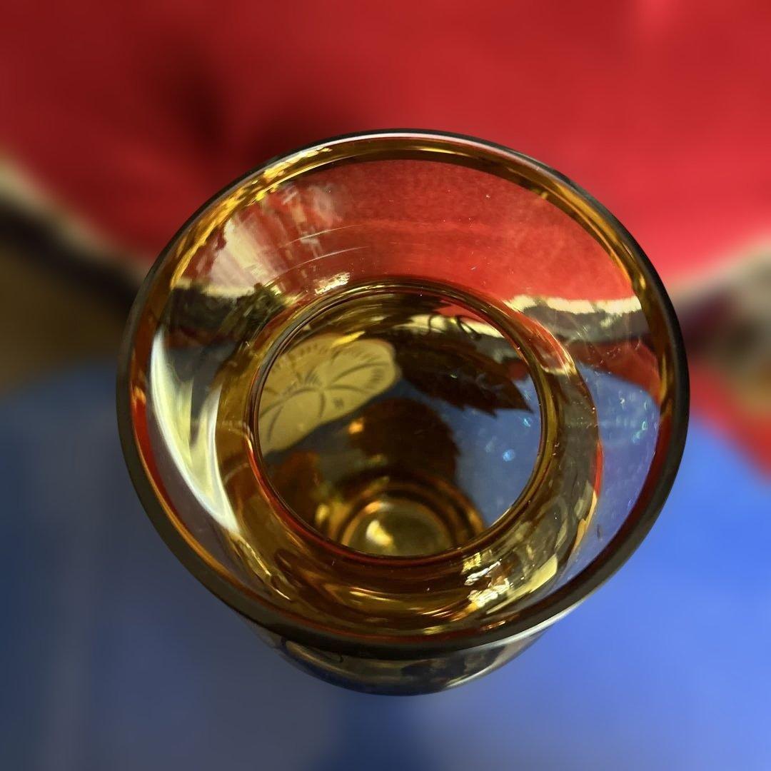 Bohemia ボヘミア花瓶　金色装飾のガラス花瓶2点　高さ26cm、23cm